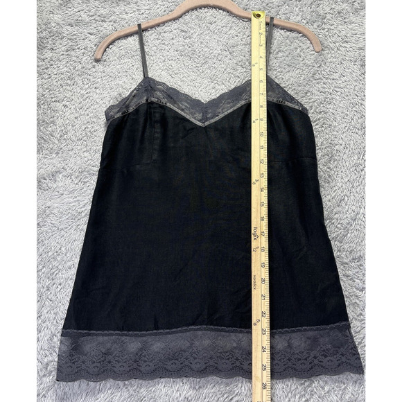 Vintage Limited Womens Sz 2 Lace Trim Black Gray Cami Tank Top Linen‎ Fairygoth - Picture 3 of 9